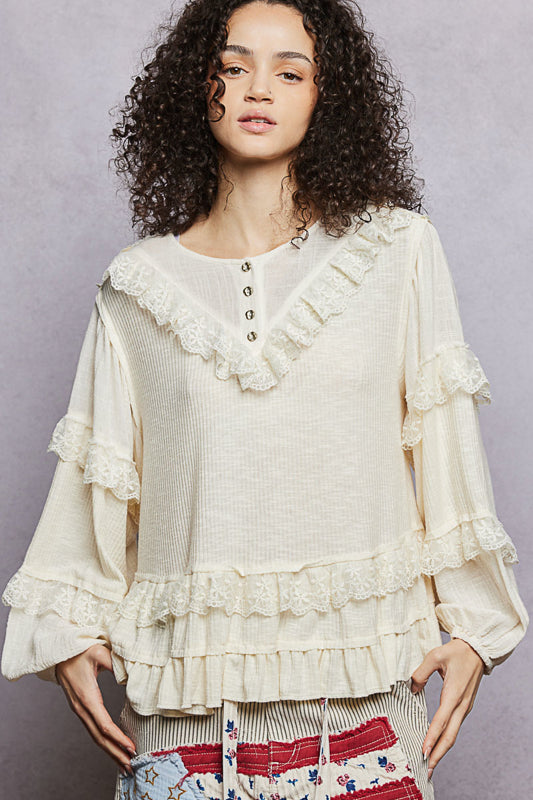 Romantic Vintage Top with Lace Details