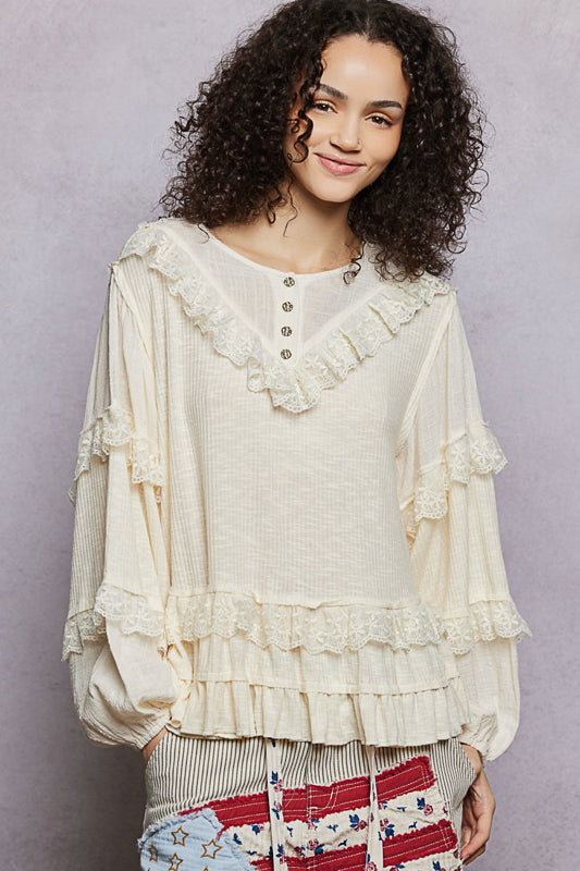 Romantic Vintage Top with Lace Details