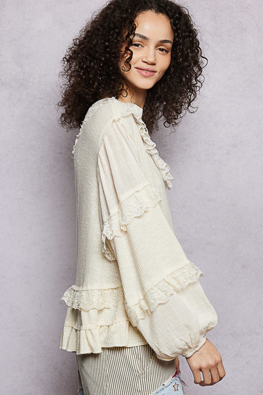 Romantic Vintage Top with Lace Details