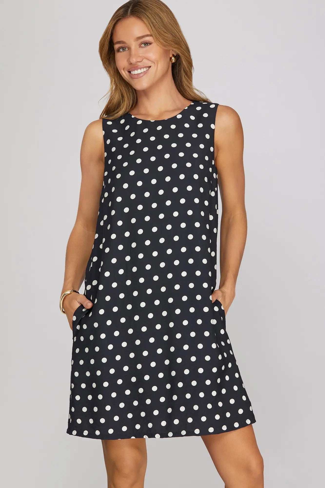 Navy Polka Dot Dress
