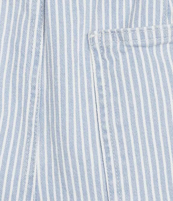 Light Blue Striped Denim Barrel Pants