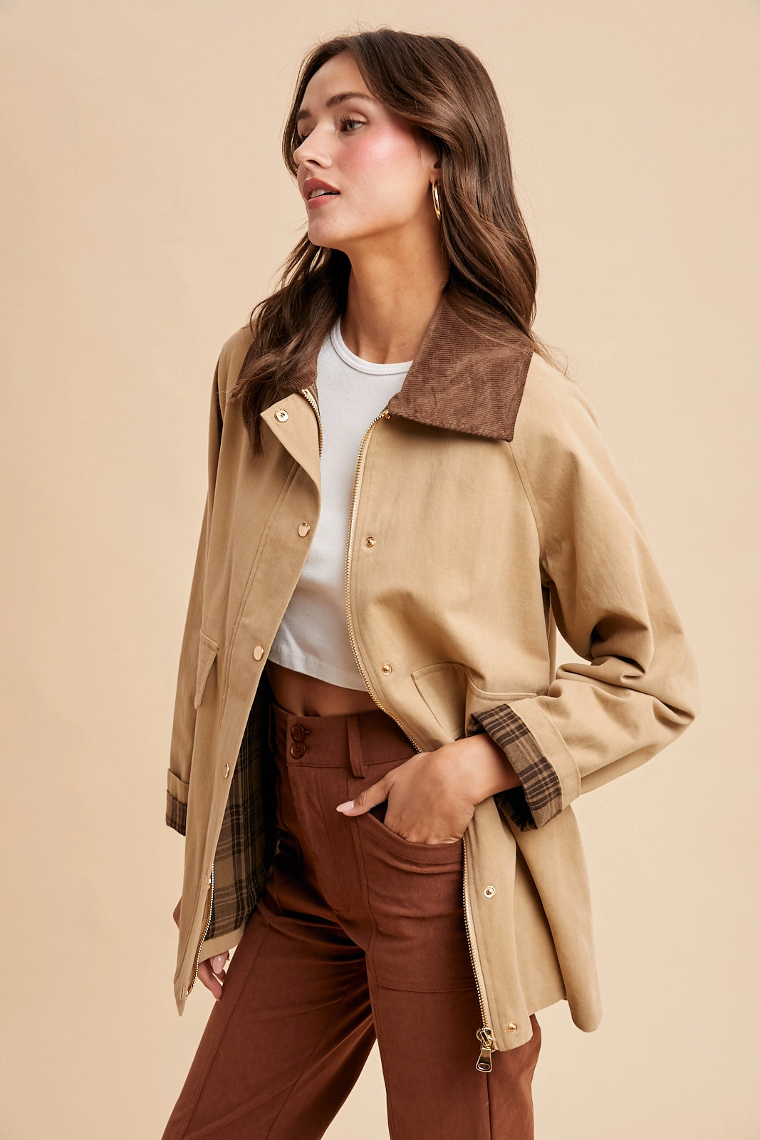 Cotton Corduroy Collar Barn Jacket