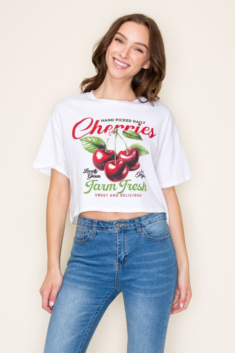 Cherries, Farm Fresh Graphic Crop Top