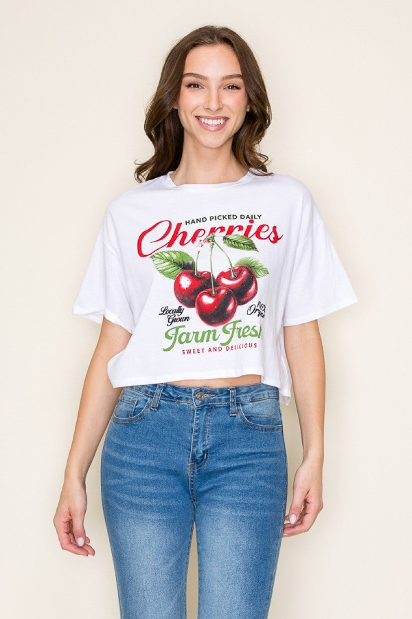 Cherries, Farm Fresh Graphic Crop Top