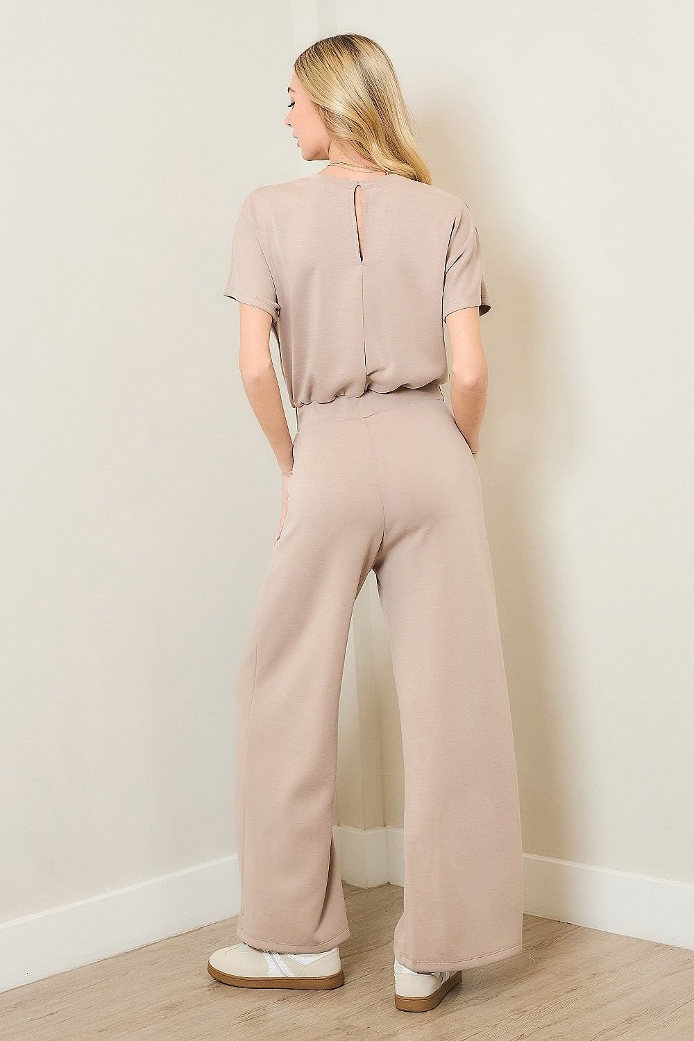Techno Suave Drop Shoulder Jumpsuit with Pockets and Bundle with a Scarf
